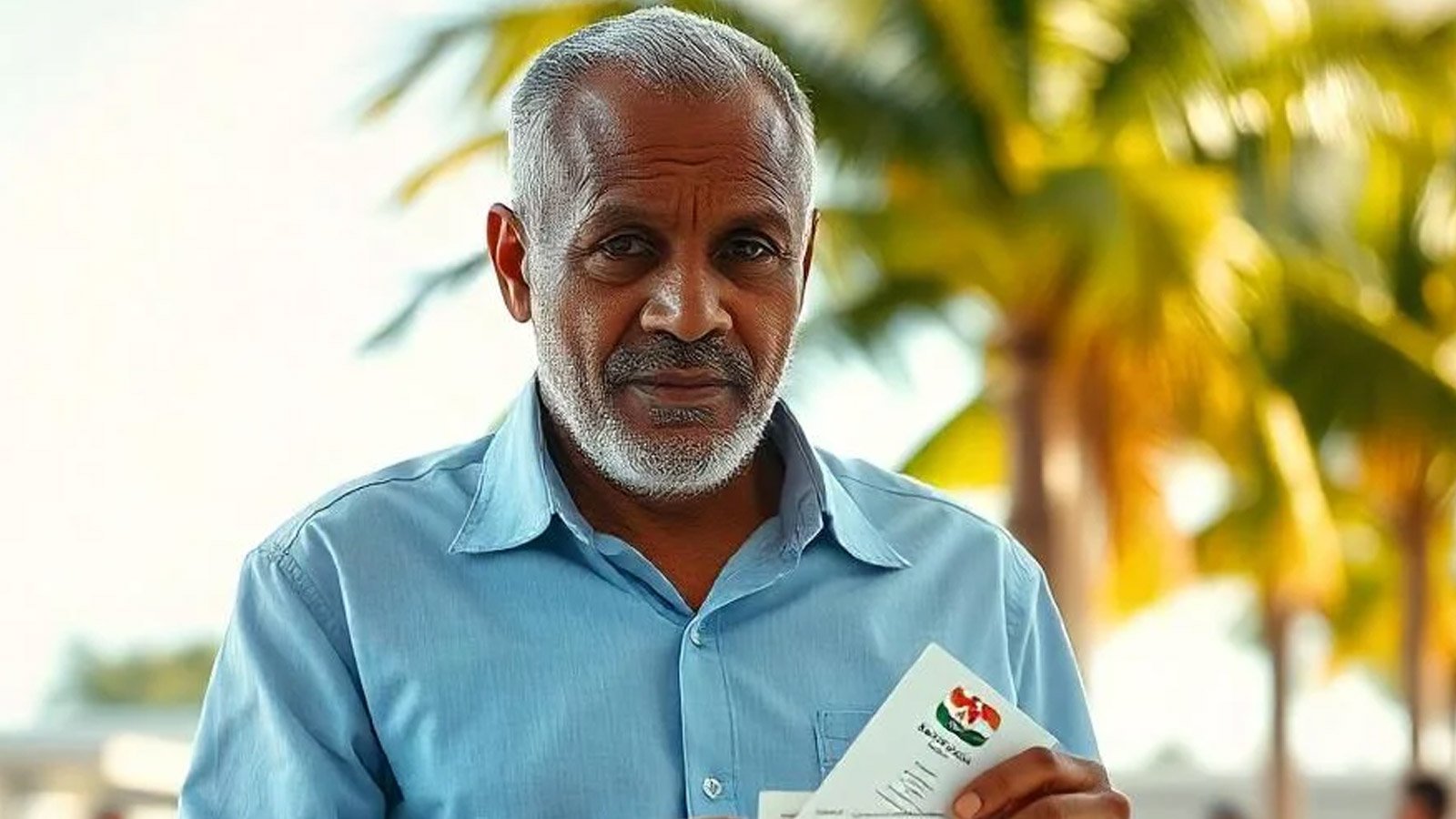 Smiling Mauritian patient at a JCI-accredited Indian hospital, holding passports and Medical Visa documents.